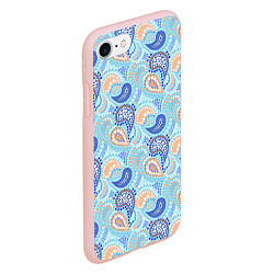 Чехол iPhone 7/8 матовый Турецкий огурец Turkish cucumber blue pattern, цвет: 3D-светло-розовый — фото 2
