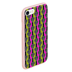 Чехол iPhone 7/8 матовый Striped multicolored pattern Сердце, цвет: 3D-светло-розовый — фото 2