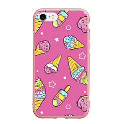 Чехол iPhone 7/8 матовый Разноцветное Мороженое Со Звёздочками, цвет: 3D-светло-розовый