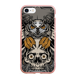 Чехол iPhone 7/8 матовый Сова с черепом Owl with Skull, цвет: 3D-светло-розовый