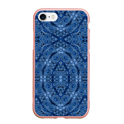 Чехол iPhone 7/8 матовый Gray blue ethnic arabic ornament, цвет: 3D-светло-розовый