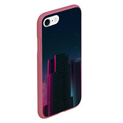 Чехол iPhone 7/8 матовый Неоновые небоскрёбы - Розовый, цвет: 3D-малиновый — фото 2