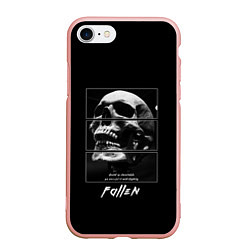 Чехол iPhone 7/8 матовый Skull with inscriptions, цвет: 3D-светло-розовый