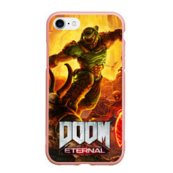 Чехол iPhone 7/8 матовый Doomguy - demon fight, цвет: 3D-светло-розовый