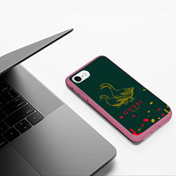 Чехол iPhone 7/8 матовый Gucci - ga ga ga - краска, цвет: 3D-малиновый — фото 2