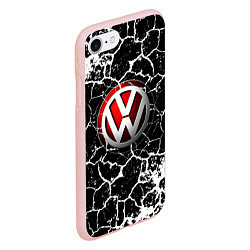 Чехол iPhone 7/8 матовый Volkswagen Трещины, цвет: 3D-светло-розовый — фото 2