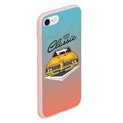 Чехол iPhone 7/8 матовый Желтая классическая машина retro, цвет: 3D-светло-розовый — фото 2