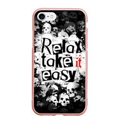 Чехол iPhone 7/8 матовый Relax Take it easy надпись с черепами