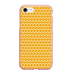 Чехол iPhone 7/8 матовый Желтые зиг-заги, цвет: 3D-светло-розовый