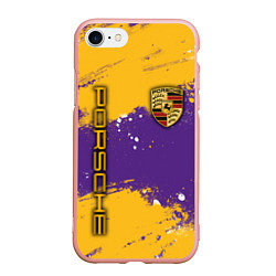 Чехол iPhone 7/8 матовый PORSCHE- LAKERS COLORS, цвет: 3D-светло-розовый