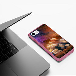 Чехол iPhone 7/8 матовый Неоновые огни и краска во тьме - Оранжевый, цвет: 3D-малиновый — фото 2