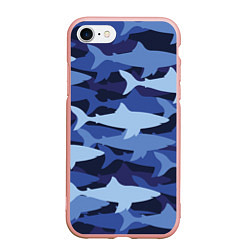 Чехол iPhone 7/8 матовый Акулий камуфляж - паттерн, цвет: 3D-светло-розовый