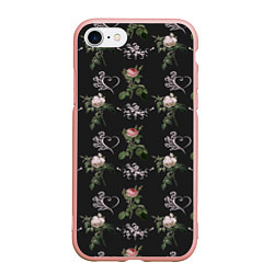 Чехол iPhone 7/8 матовый Дизайн из роз, цвет: 3D-светло-розовый