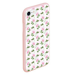 Чехол iPhone 7/8 матовый Садовые розы, паттерн, цвет: 3D-светло-розовый — фото 2