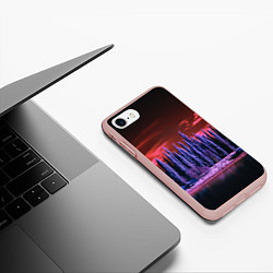 Чехол iPhone 7/8 матовый Абстрактный фиолетовый лес и тёмная река, цвет: 3D-светло-розовый — фото 2
