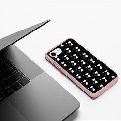 Чехол iPhone 7/8 матовый Чёрные Коты С Клубками Шерсти, цвет: 3D-светло-розовый — фото 2