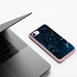 Чехол iPhone 7/8 матовый Неоновые ночные вышки в городе, цвет: 3D-светло-розовый — фото 2