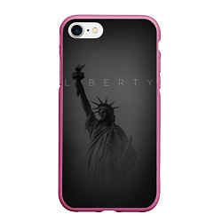 Чехол iPhone 7/8 матовый LIBERTY - СТАТУЯ СВОБОДЫ, цвет: 3D-малиновый