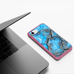 Чехол iPhone 7/8 матовый Растрескавшаяся поверхность голубого цвета, цвет: 3D-малиновый — фото 2