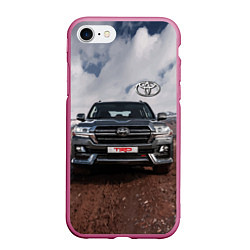 Чехол iPhone 7/8 матовый Toyota Land Cruiser in the mountains, цвет: 3D-малиновый