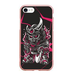 Чехол iPhone 7/8 матовый Скелетон-воин в противогазе, цвет: 3D-светло-розовый