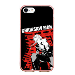 Чехол iPhone 7/8 матовый Chainsaw - Макима, цвет: 3D-светло-розовый