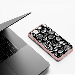 Чехол iPhone 7/8 матовый Паттерн из морских ракушек, цвет: 3D-светло-розовый — фото 2
