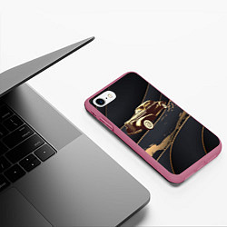 Чехол iPhone 7/8 матовый Рисунок ретро - автомобиля, цвет: 3D-малиновый — фото 2