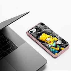 Чехол iPhone 7/8 матовый Барт Симпсон разбил из рогатки стекло, цвет: 3D-светло-розовый — фото 2