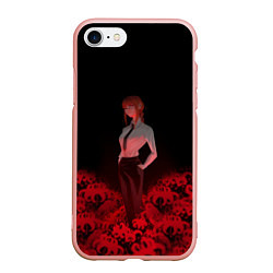 Чехол iPhone 7/8 матовый Человек-бензопила: Макима Демон контроля, цвет: 3D-светло-розовый