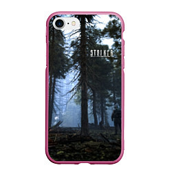 Чехол iPhone 7/8 матовый STALKER Лес и РЛС Дуга, цвет: 3D-малиновый