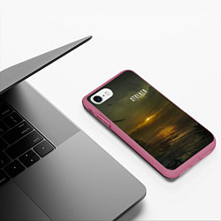 Чехол iPhone 7/8 матовый STALKER Закат В Зоне Отчуждения, цвет: 3D-малиновый — фото 2