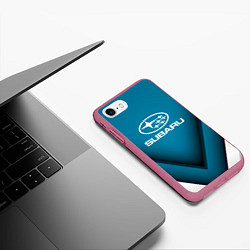 Чехол iPhone 7/8 матовый Subaru - абстракция, цвет: 3D-малиновый — фото 2