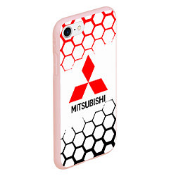 Чехол iPhone 7/8 матовый Mitsubishi - логотип, цвет: 3D-светло-розовый — фото 2
