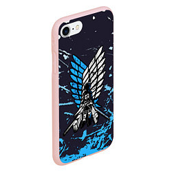 Чехол iPhone 7/8 матовый Атака Титанов синяя краска, цвет: 3D-светло-розовый — фото 2