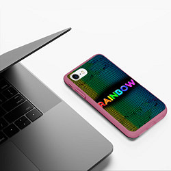 Чехол iPhone 7/8 матовый Радужные точки - Rainbow, цвет: 3D-малиновый — фото 2