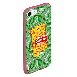Чехол iPhone 7/8 матовый Барт Симпсон - Summer, цвет: 3D-малиновый — фото 2