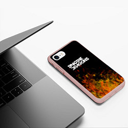 Чехол iPhone 7/8 матовый Imagine Dragons - пламя, цвет: 3D-светло-розовый — фото 2