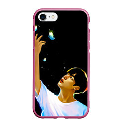 Чехол iPhone 7/8 матовый BTS Kim Yohan Butterfly, цвет: 3D-малиновый