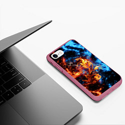 Чехол iPhone 7/8 матовый Огонь и вода - Огненный цветок, цвет: 3D-малиновый — фото 2