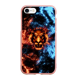 Чехол iPhone 7/8 матовый Огонь и вода - лев, цвет: 3D-светло-розовый