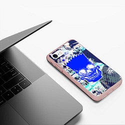 Чехол iPhone 7/8 матовый Синий череп Барта Симпсона, цвет: 3D-светло-розовый — фото 2
