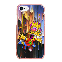 Чехол iPhone 7/8 матовый Барт Симпсон, свободное падение - стилизация, цвет: 3D-светло-розовый