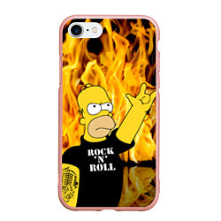 Чехол iPhone 7/8 матовый Homer Simpson - Rock n Roll!, цвет: 3D-светло-розовый
