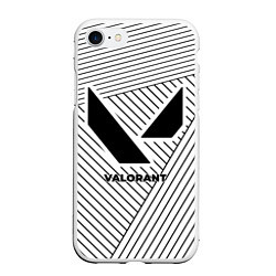 Чехол iPhone 7/8 матовый Символ Valorant на светлом фоне с полосами, цвет: 3D-белый