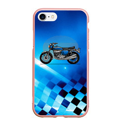 Чехол iPhone 7/8 матовый Синий классический мотоицкл, цвет: 3D-светло-розовый