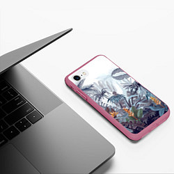 Чехол iPhone 7/8 матовый Пышный тропический лес, цвет: 3D-малиновый — фото 2
