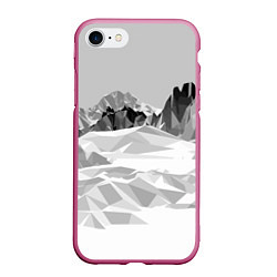 Чехол iPhone 7/8 матовый Полигональные стилизованные горы - вершина, цвет: 3D-малиновый