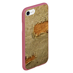 Чехол iPhone 7/8 матовый Старая рваная мешковина - авангард, цвет: 3D-малиновый — фото 2