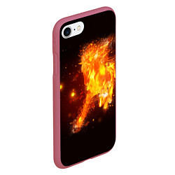 Чехол iPhone 7/8 матовый Огненная лошадь мчит галопом, цвет: 3D-малиновый — фото 2